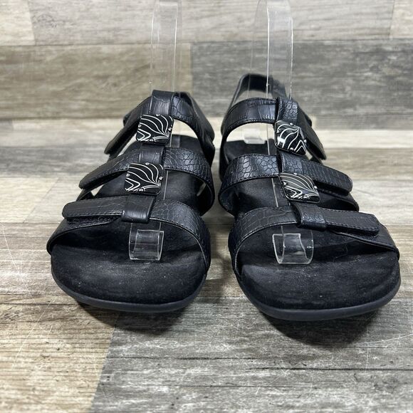 Vionic 44 Amber Sandals Women's 6 Black Leather Open Toe Slingback Comfort Shoes - Picture 4 of 8